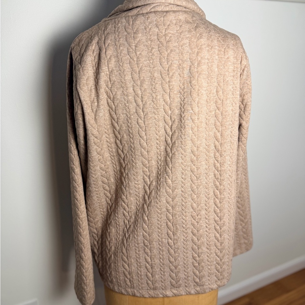 J. Crew tan women’s pullover cowl neck cable knit design large - Picture 3 of 8